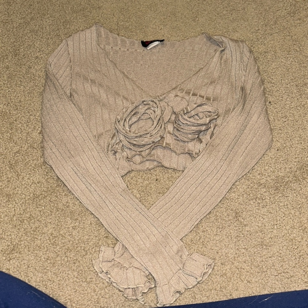 Beige Wrap Crop Top